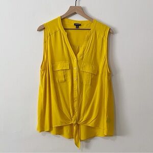Torrid Yellow Vneck Sleeveless Button Front Blouse Top